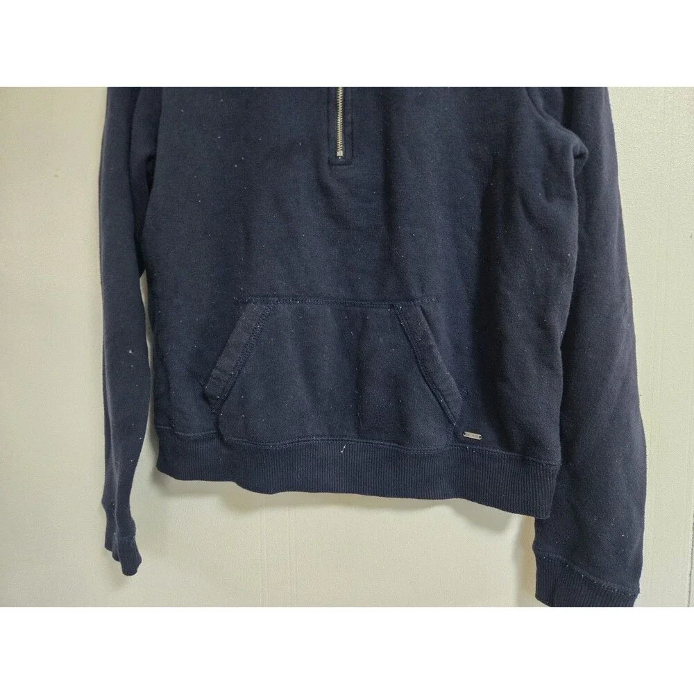 Hollister 1/4 Zip Jacket Mens L Blue Sherpa Lined Heavyweight Sweater Shacket‎